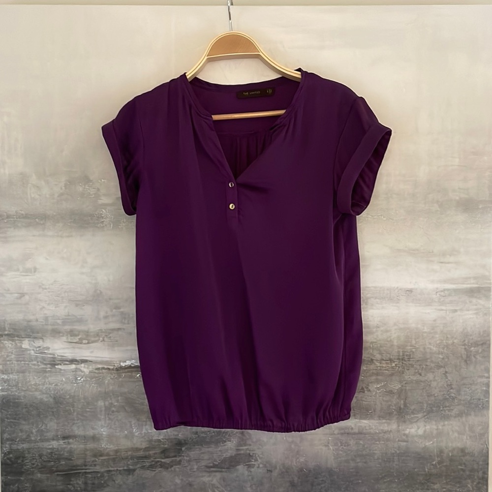 Size small deep purple top from The Limited.  100% polyester.